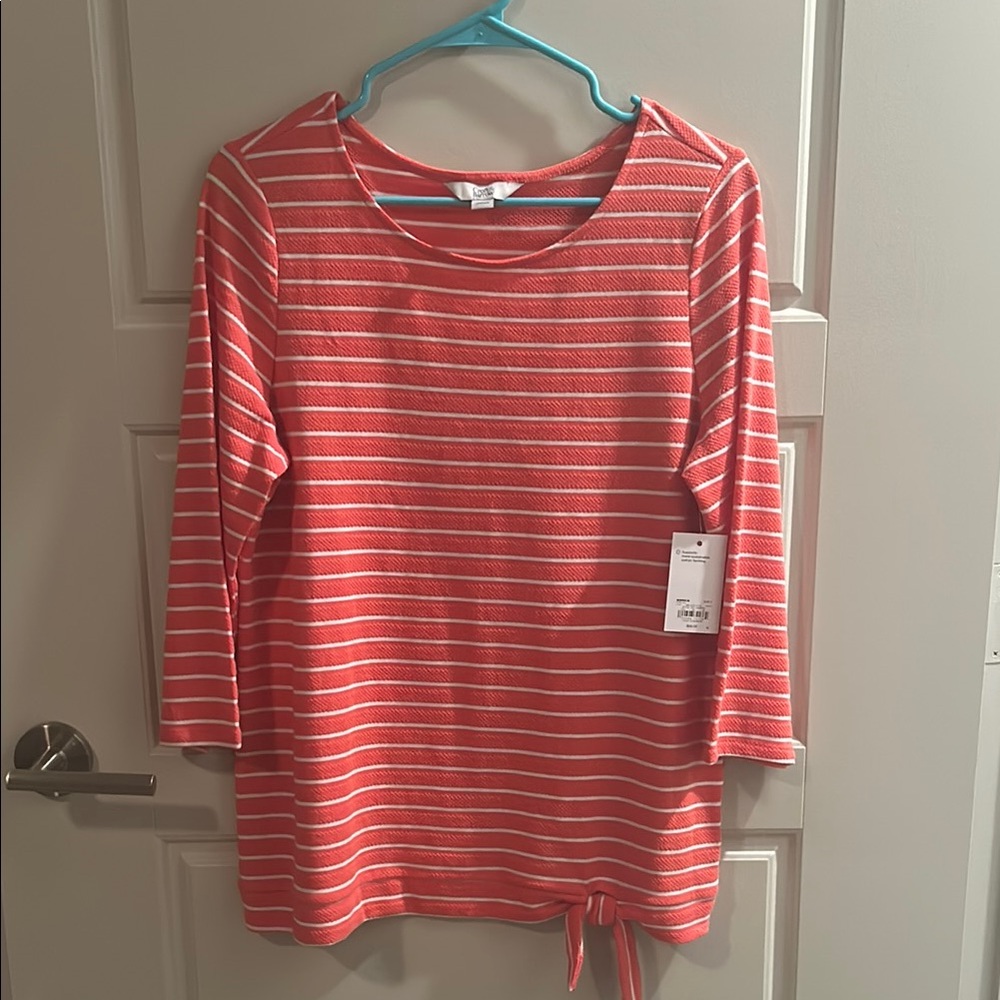 Coral Striped Top